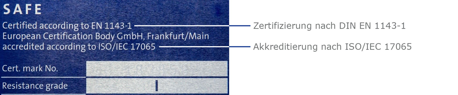 ECB-S Plakette - Akkreditierung nach ISO/IEC 17065 und Zertifizierung nach DIN EN 1143-1