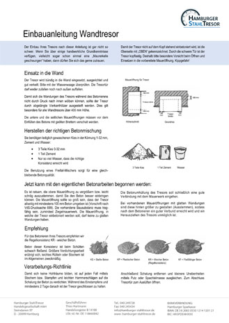 Einbauanleitung zum Einmauern von Tresoren