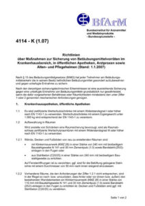 Richtlinien über Maßnahmen zur Sicherung von Betäubungsmittelvorräten - 4114 - K (1.07)